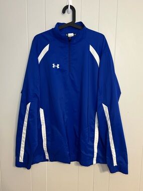Under Armour Blue and White Loose Fit‎ 1/4 Zip Lightweight Pullover Size XL